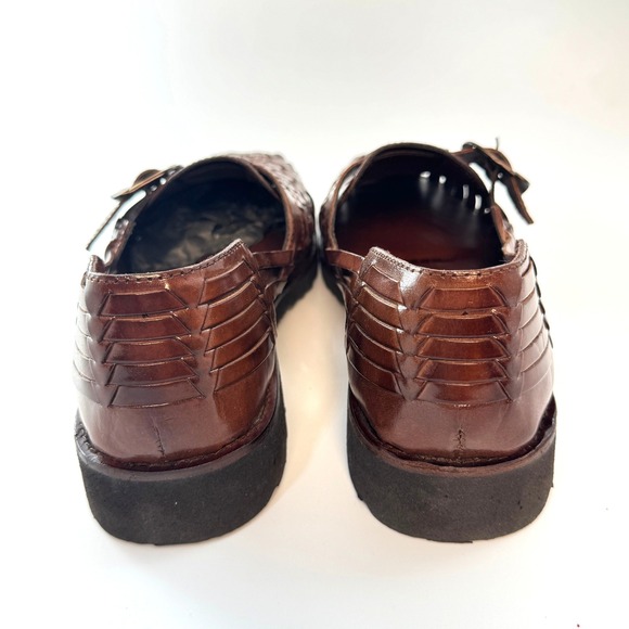 Sunsteps Brown Woven Leather Huarache Sandals Buckle Loafers Mens Size 8